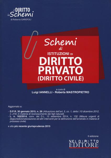 Schemi di istituzioni di diritto privato (diritto civile) - copertina