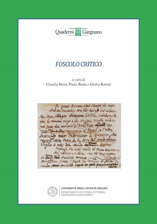 Foscolo critico - copertina