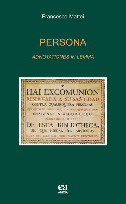 Persona. Adnotationes in lemma - Francesco Mattei - copertina