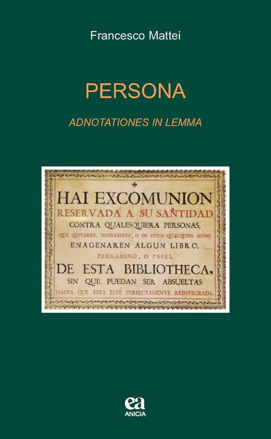 Persona. Adnotationes in lemma - Francesco Mattei - copertina