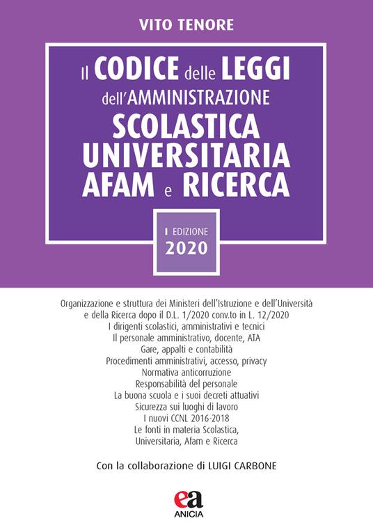 Il codice delle leggi dell'amministrazione scolastica universitaria, AFAM e ricerca - copertina