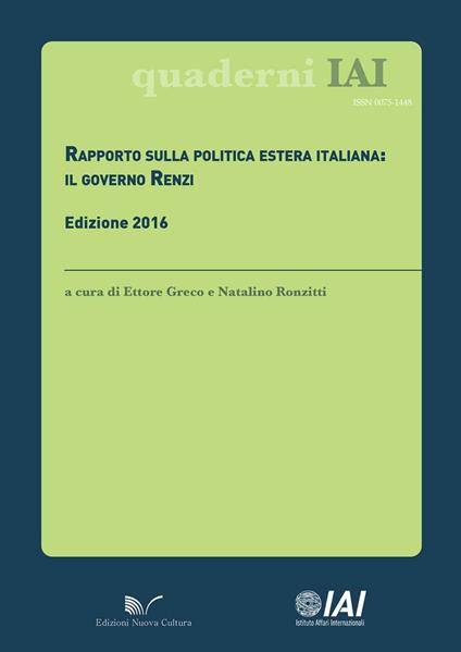 Rapporto sulla politica estera italiana. Il governo Renzi - copertina