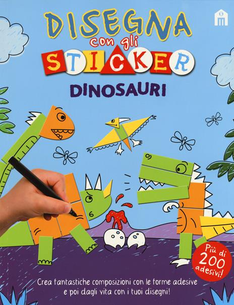 Dinosauri. Disegna con gli sticker. Ediz. illustrata - copertina