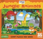 Jungle animals. Giant puzzle and book