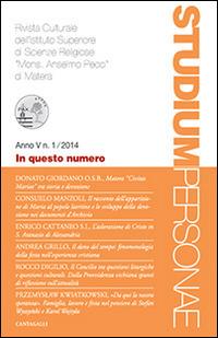 Studium personae. Rivista culturale dell'Istituto superiore di scienze religiose Mons. A. Pecci di Matera (2014). Vol. 1 - copertina