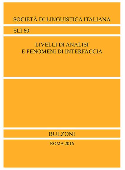 Livelli di analisi e fenomeni di interfaccia - copertina