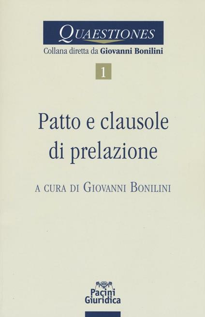 Patto e clausole di prelazione - copertina