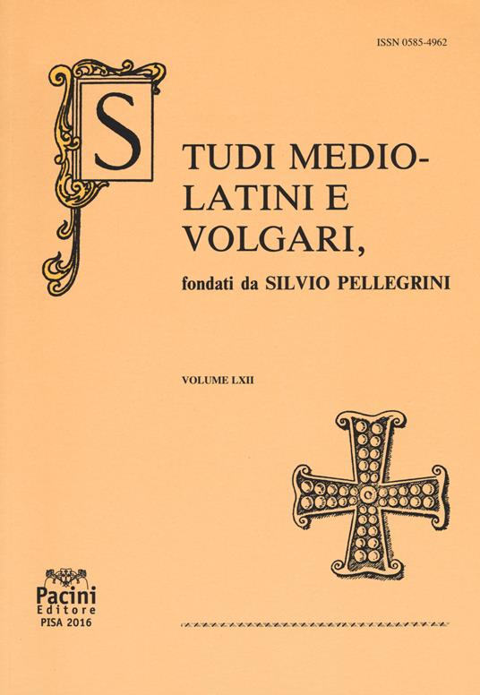 Studi mediolatini e volgari (2016). Vol. 62 - copertina