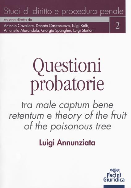 Questioni probatorie. Tra male captum bene retentum e theory of the fruit of the poisonous tree - Luigi Annunziata - copertina