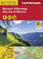 3D Wanderkarte Meraner Höhenweg-Cartina escursionistica 3D alta via di Merano