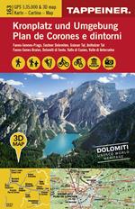 Kronplatz und Umgebung-Plan de Corones e dintorni. Carta escursionistica 3D 1:35.000