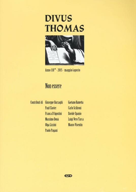 Divus Thomas (2015). Vol. 2: Non essere - copertina