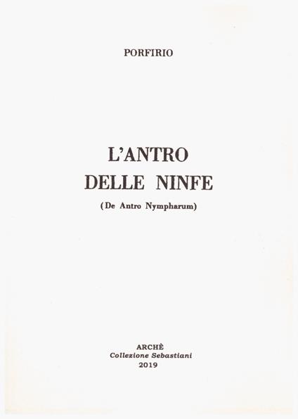 L' antro delle ninfe (De antro Nympharum) - Porfirio - copertina