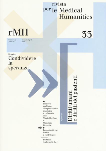 Rivista per le medical humanities (2016). Vol. 33: Condividere la speranza. - copertina