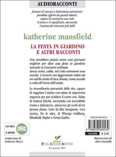 La festa in giardino e altri racconti letto da Rita Savagnone. Audiolibro. CD Audio - Katherine Mansfield - 2