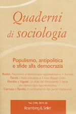 Quaderni di sociologia. Vol. 65: Populismo, antipolitica e sfide alla democrazia.