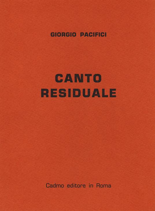 Canto residuale - Giorgio Pacifici - copertina