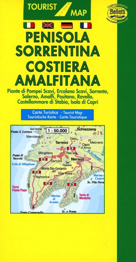 Penisola sorrentina. Costiera amalfitana 1:50.000. Con guida turistica - copertina