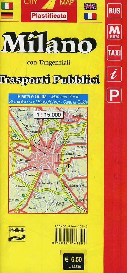 Milano. Con tangenziali, trasporti pubblici 1:15.000 - copertina