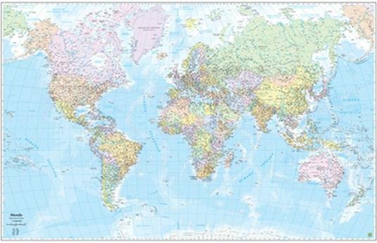 Carta geografica murale planisfero mondo 100x140 scolastica