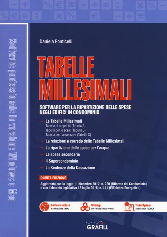 Tabelle millesimali. Software per la ripartizione delle spese negli edifici in condominio. Con software - Daniela Ponticelli - copertina