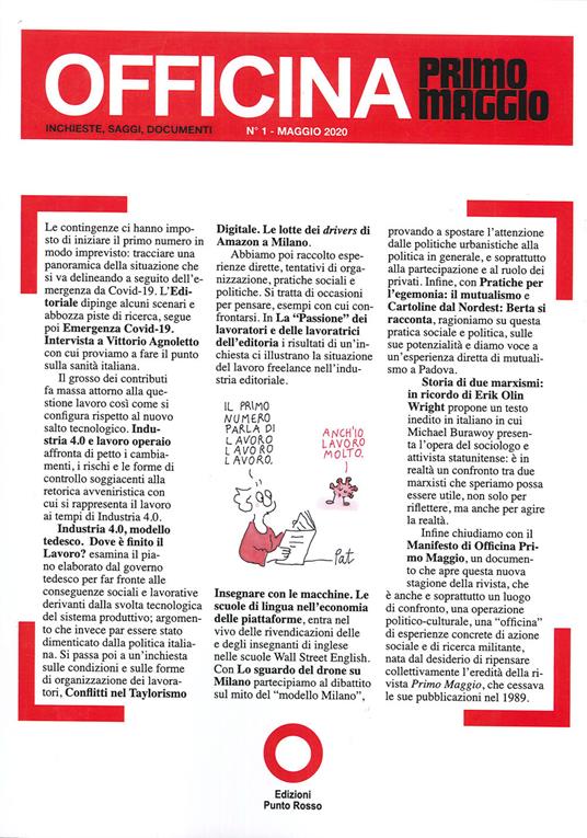 Officina Primo Maggio. Inchieste, saggi, documenti (2020). Vol. 1 - Libro -  Edizioni Punto Rosso - | laFeltrinelli