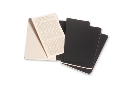 Quaderno Cahier Journal Moleskine pocket a pagine bianche nero. Black. Set da 3 - 5