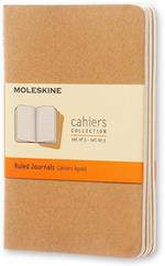 Quaderno Cahier Journal Moleskine pocket a righe beige. Kraft Brown. Set da 3