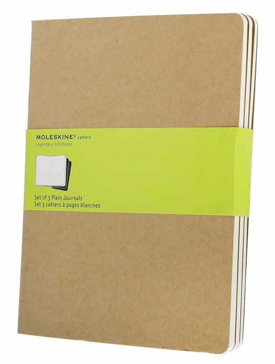 Quaderno Cahier Journal Moleskine XL a pagine bianche beige. Kraft Brown. Set da 3 - 5