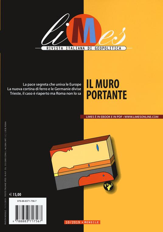 Limes. Rivista italiana di geopolitica (2019). Vol. 10: Il muro portante - copertina