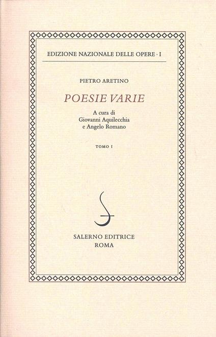 Poesie varie. Vol. 1 - Pietro Aretino - copertina