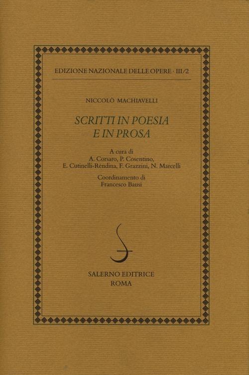 Opere letterarie. Vol. 2: Scritti in poesia e in prosa. - Niccolò Machiavelli - copertina