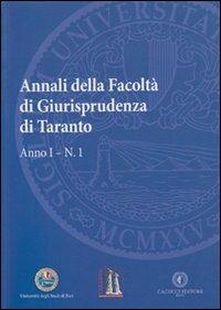 Annali della facoltà di giurisprudenza di Taranto. Vol. 1 - copertina