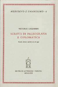 Scritti di paleografia e diplomatica - Vittorio Lazzarini - copertina