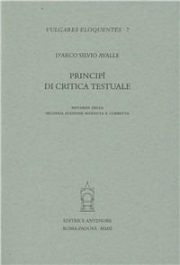 Principî di critica testuale - D'Arco Silvio Avalle - copertina