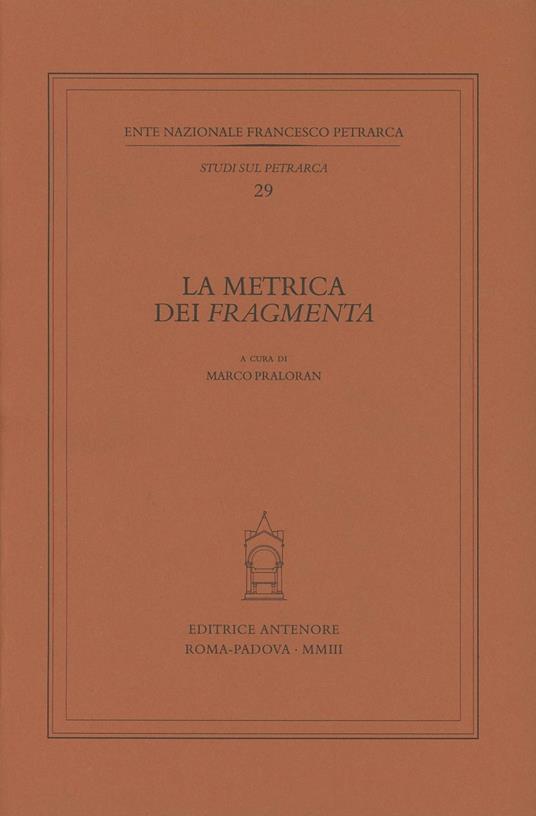 La metrica dei «Fragmenta» - copertina