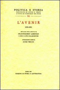 «L'Avenir» (1830-1831). Antologia degli articoli di Félicité-Robert Lamennais e degli altri collaboratori - copertina