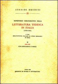 Repertorio bibliografico della letteratura tedesca in Italia (1900-1965). Vol. 2: 1961-1965 - copertina