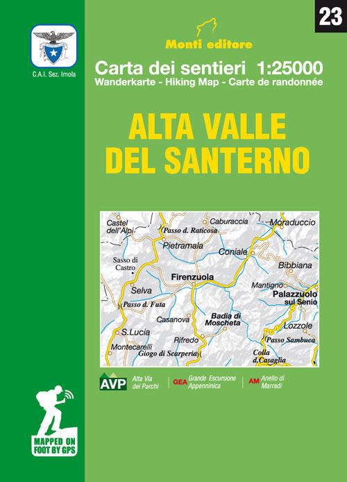 Alta valle del Santerno. Comune di Firenzuola. Carta dei sentieri 1:25.000. Ediz. italiana, inglese, francese e tedesca - Raffaele Monti - copertina