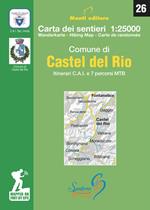 Comune di Castel del Rio. Itinerari C.A.I. e 7 percorsi MTB. Carta dei sentieri 1: 25.000. Ediz. italiana, inglese, francese e tedesco