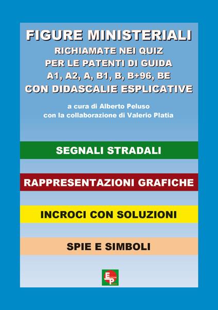 Figure ministeriali richiamate nei quiz per le patenti di guida A1, A2, A, B1, B, B+96, BE con didascalie esplicative - copertina