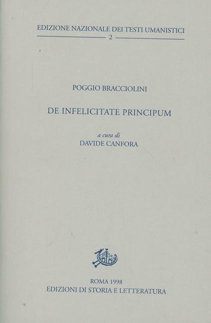 De infelicitate principum - Poggio Bracciolini - copertina