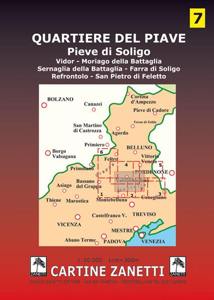 Quartiere del Piave. Pieve di Soligo, Vidor, Moriago, Sernaglia, Farra di Soligo, Refrontolo, San Pietro di Feletto 1:30.000 - copertina