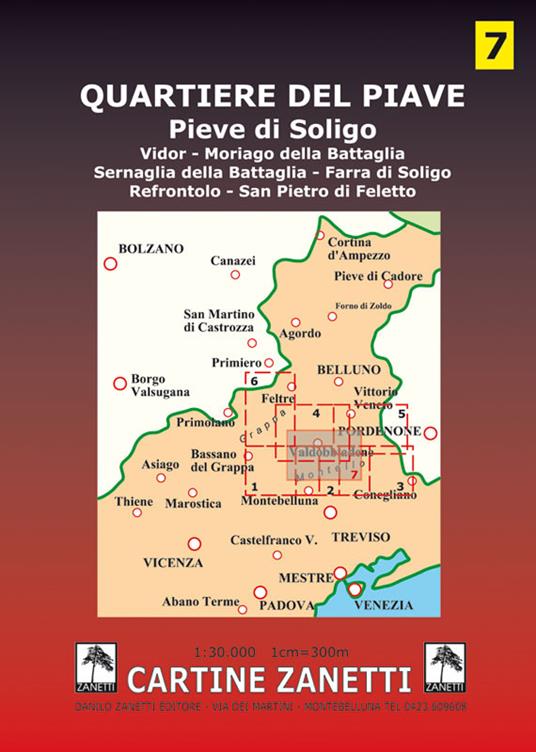 Quartiere del Piave. Pieve di Soligo, Vidor, Moriago, Sernaglia, Farra di Soligo, Refrontolo, San Pietro di Feletto 1:30.000 - copertina