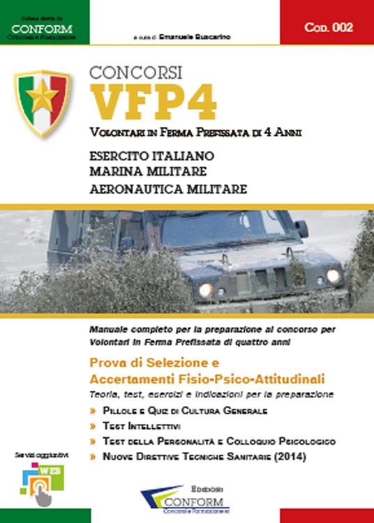 Concorso VFP4. Volontari in ferma prefissata di 4 anni. Esercito Italiano, Marina Militare e Aeronautica Militare - copertina