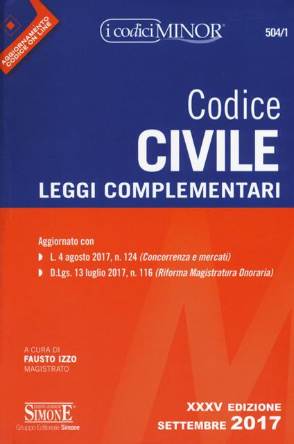 Codice civile. Leggi complementari. Con aggiornamento online - copertina