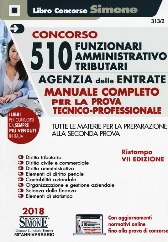 Concorso 510 Funzionari Amministrativo-Tributari Agenzia delle Entrate - Manuale completo per la prova tecnico-professionale - copertina