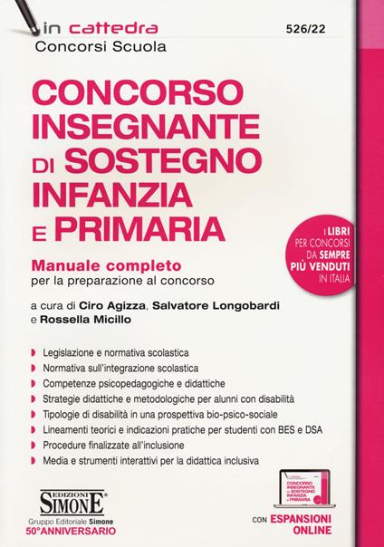 Concorso insegnante di sostegno Infanzia e Primaria. Manuale completo per la preparazione al concorso. Con espansione online - copertina