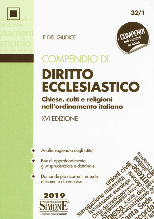 Compendio di diritto ecclesiastico. Chiese, culti e religioni nell'ordinamento italiano - Federico Del Giudice - copertina