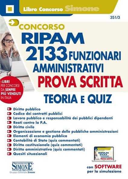 Concorso RIPAM 2133 funzionari amministrativi. Prova scritta. Teoria e quiz. Con espansione online. Con software di simulazione - copertina